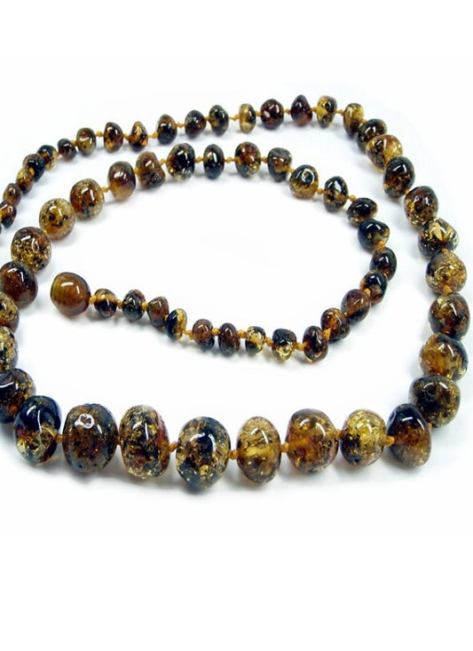 Child amber necklace - Black & Green